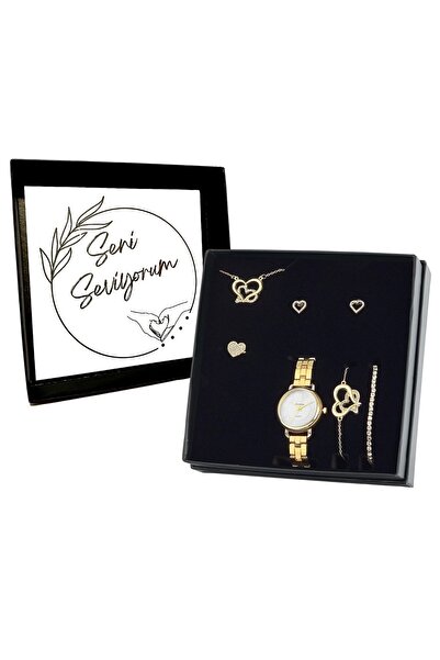 Forentina Kadın Metal Kol Saati -çift Kalp Takı Seti - - Ps287600tr