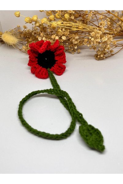 RuemStore Cute Amigurumi Crocheted Poppy Bookmark