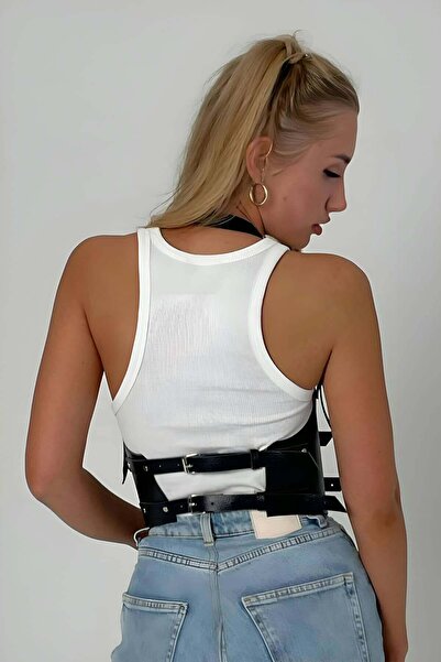 Angels Passion Korse Harness, Deri Göğüs Kemer Harness, Deri Büstiyer