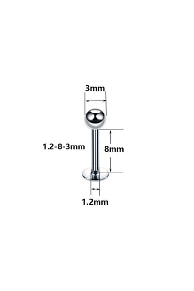 AyçaSilver Steel Ball Lip, Tragus, Ear Piercing