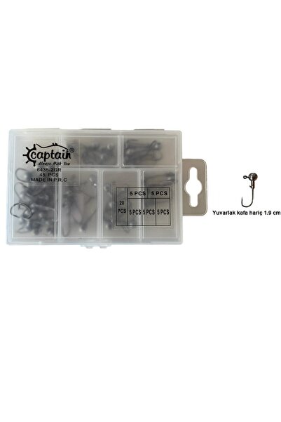 CAPTAIN 6435 Compact Eco Kutulu Jig Head Seti 2gr 45 Adet