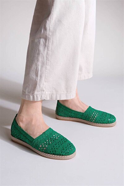 çetin ayakkabı Eser Kadın Örme Yazlık Yeşil Espadril