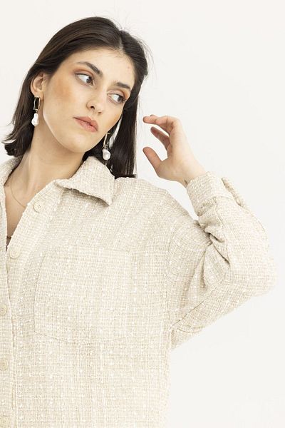 BALANDI Stone Glitter Casual Shirt and Trousers Set