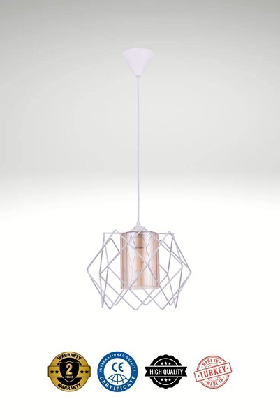 HM AYDINLATMA Uzay (CAMLI) Modern Beyaz Avize - 24 cm Genişlik, 70 cm Yüksekl...