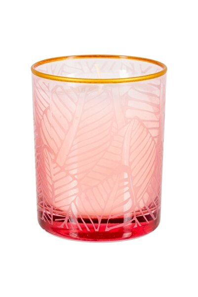 Mudo Home Leaf Kokulu Cam Bardak Mum Pembe