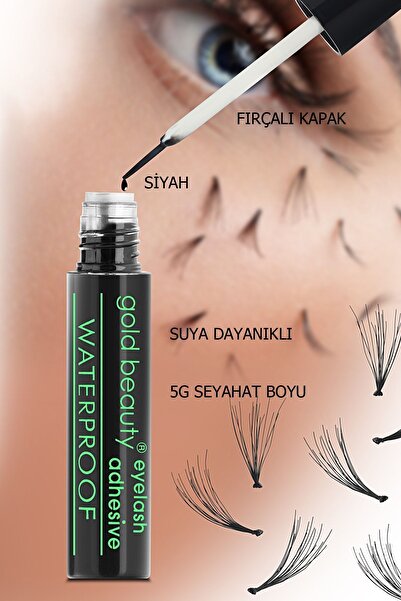 Gold Beauty Takma Kirpik Yapıştırıcısı Fırçalı 5g & Suya Dayanıklı Siyah Kirpik Yapıştırıcısı