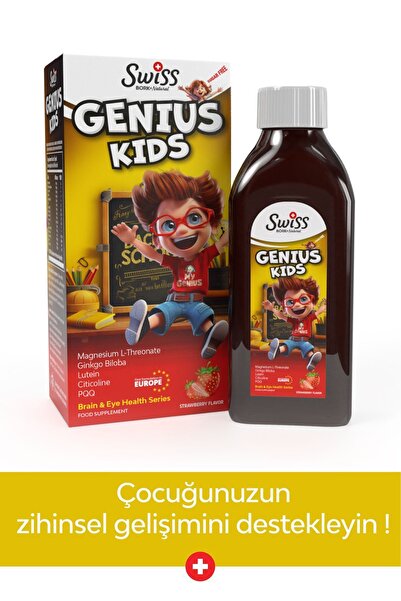 Bork Swiss Natural Genius Kids 150 ml Şurup Magnezyum L Threonate Sitikolin İçeren Çocuk Şurubu Zeka Gelişim Şurubu