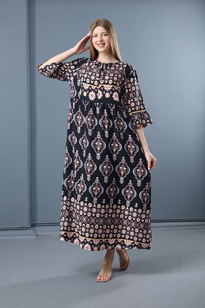 mervemoda Γυναικείο καλοκαιρινό υφαντό φόρεμα - κοντομάνικο