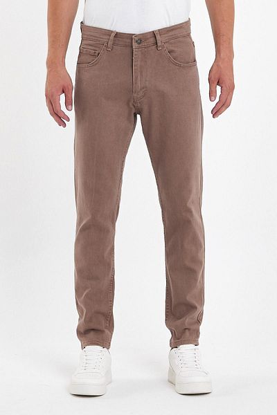 DAMGA JEANS Еластични тесни мъжки дънкиvibe - кафяви класически дънки