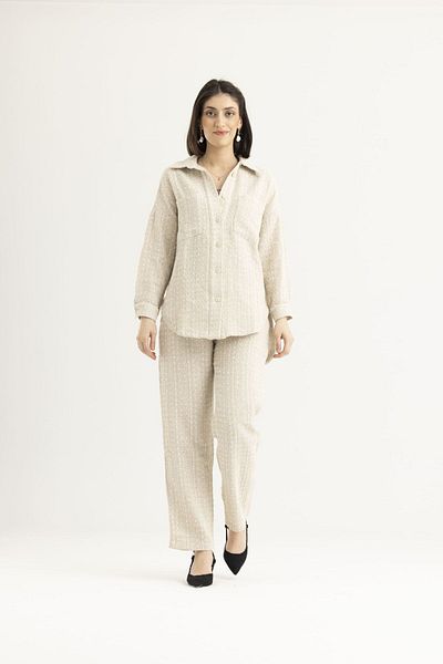 BALANDI Stone Glitter Casual Shirt and Trousers Set