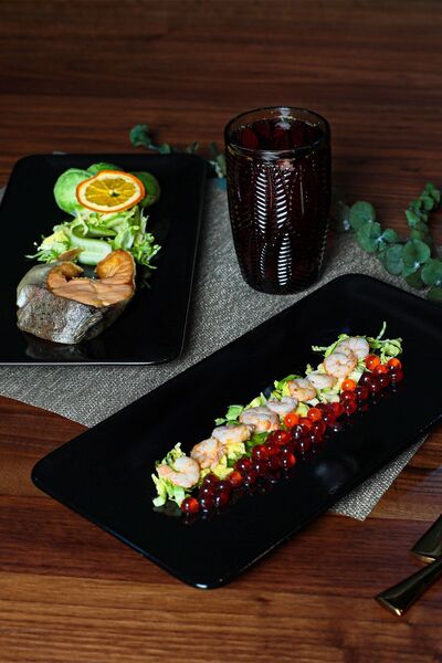 Keramika Farfurie Barcă Siera Neagră 33 Cm 2 Bucăți