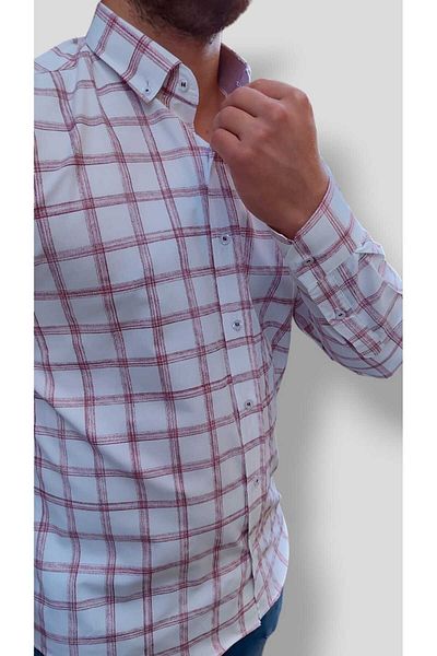 hodbehod Πουκάμισο ποιότητας Slim Fit - Μακρύ μανίκι, χωρίς τσέπη, 60% βαμβάκι 40% πολυεστέρας