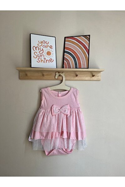 Miraydın Butik Tüllü Ve Kendinden Zıbınlı Yazlık Kız Bebek Elbise %100 Pamuk