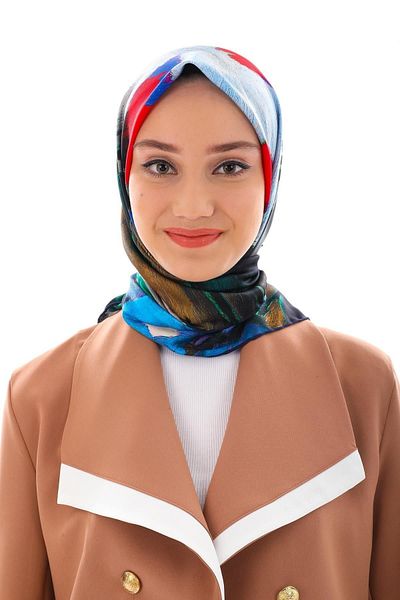 19V69 ITALIA Eșarfă din Twill Seria Aur Motiv Floral cu Umeraș și Set Cadou 90x90 Cm