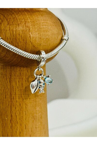 JotusJewelry Balık, Deniz Kaplumbağası Ve Deniz Kabuğu Detaylı Üçlü Sallantılı Charm