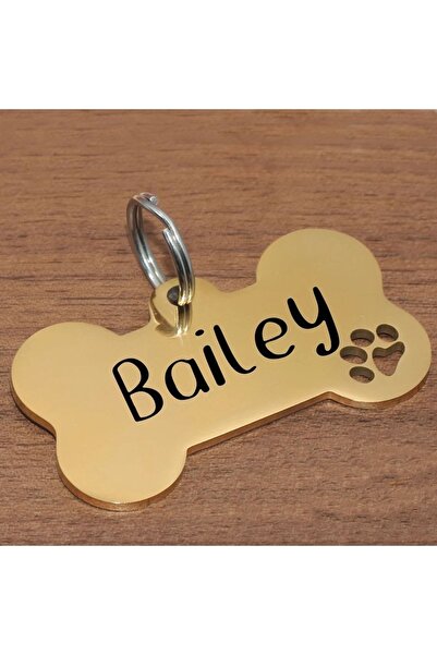 PATİMİO Isme Özel Çelik Kedi Köpek Isimlik Künyesi Gold