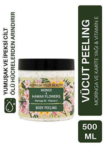 ORİENSE مونوي هاواي 500 مل - عناية سلسة لتقشير الجسم وزيت المورينجا وفيتامين هـ