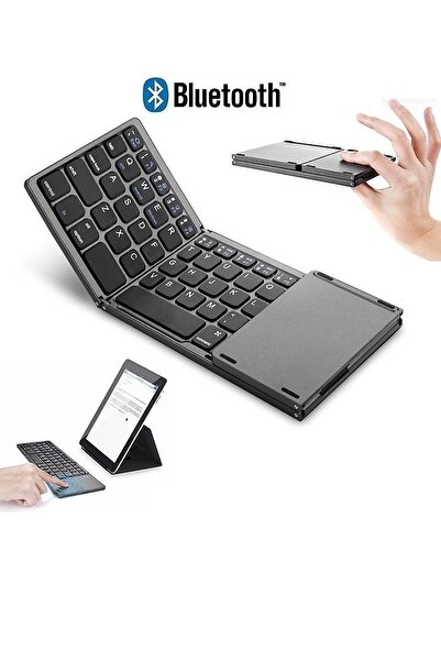 TECHNOMEN Mini Katlanır Klavye Bluetooth Touch Pad Katlanabilir Kablosuz