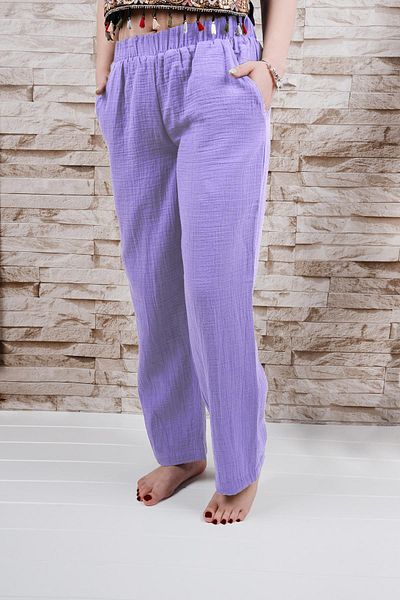 Baveno Pantaloni de trening pentru femei, 100% bumbac, cu buzunare din muselină