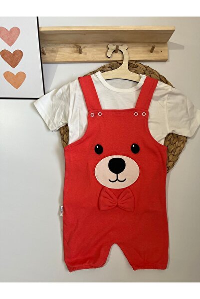 Miraydın Butik رومبير للأطفال الأولاد والبنات - ربطة عنق وتفاصيل دب، 100% قطن