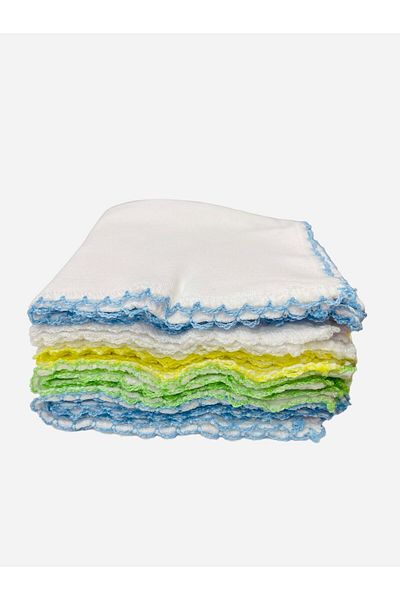 JELİBOOM 10 Pieces 100% Cotton Embroidered Mouth Wipes