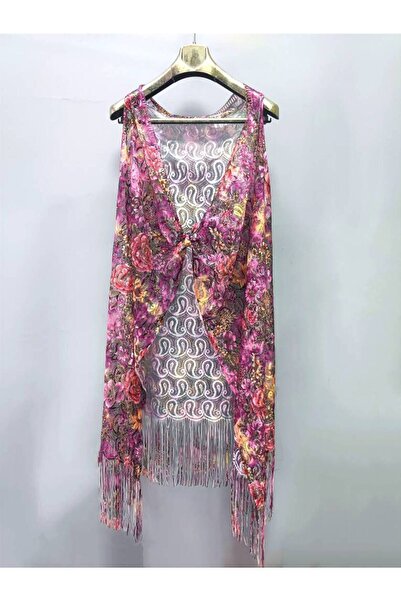 FASHİON DANTEL Women's Lace Pareo Vest Fast Drying Printed