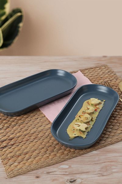Keramika Matte Blue Noyan Boat Plate 26 Cm 2 Pieces
