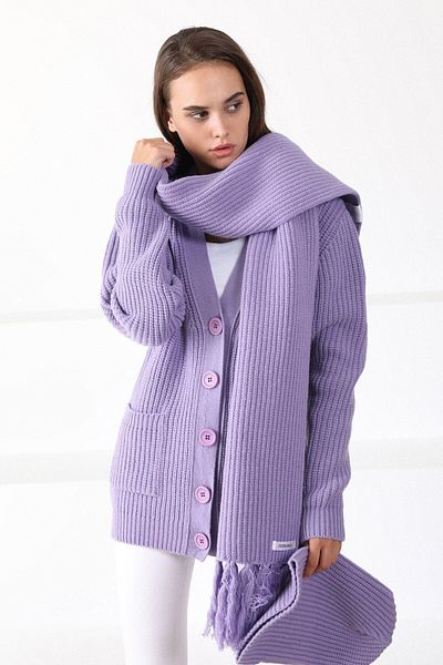 Ferraro Set beretă eșarfă damă din lână merinos Violet Pirex