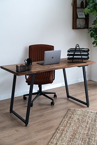 TOLIAHOME Dekoratif Tasarım Ceviz Renk Doğal Masif Ahşap Çalışma Ofis Bilgisa...