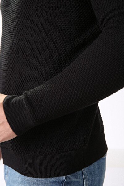 Ferraro Men's Black Crew Neck Cotton Sweater