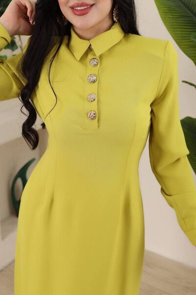 Jupe Gold düğme detaylı krep elbise