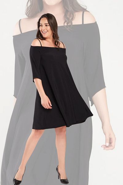 Laranor Women's Black Madonna Collar Dress - Stylish Day and Night Model 17lb9090