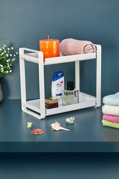 ASlife Home Raft organizator baie cu 2 niveluri Raft organizator bijuterii machiaj
