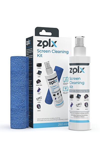 zolx Ekran Temizleme Seti 250ml * 4 Adet (MİKROFİBER BEZ HEDİYE) Led Tv, Bilgisayar, Notebook Temizleme