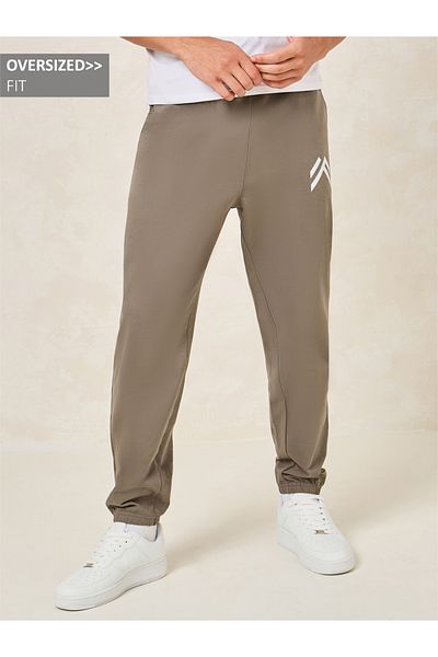 Styli Minimal Print Oversized Joggers with Elasticated Hem