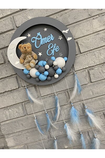 NeşeliAtölyem 30 Cm Ledli Yuvarlak Ayıcıklı Kişiye Özel Bubble Bebek Kapı Süsü