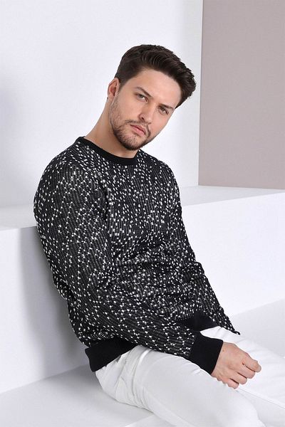 Ferraro Ανδρικό μάλλινο πουλόβερ Navy Blue Crew Neck