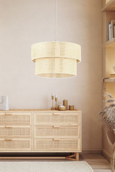 Art&Gift Rakkas Authentic - Wicker Coated Cake Pendant Lamp Bed and Dining Room Chandelier