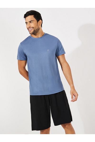 Styli Textured T-Shirt & Shorts Sports Fitness Suit Set