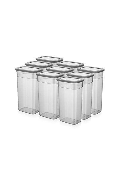 Vienev Set of 9 Long Rectangular Storage Container with Poly Transparent Lid 3.2 Liters