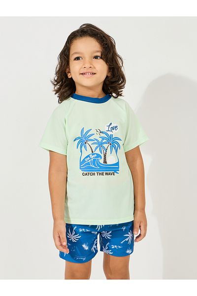 Styli Sea Printed T-Shirt & Short Swimsuit Set