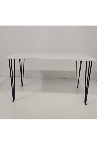BAMBEDS MOBİLYA Bambeds Mobilya 60x90 Beyaz Metal Ayaklı Masa Mutfak Masası Ç...