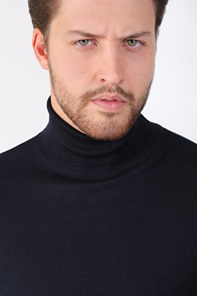 Ferraro Erkek Lacivert Balıkçı Yaka Pamuk Kazak