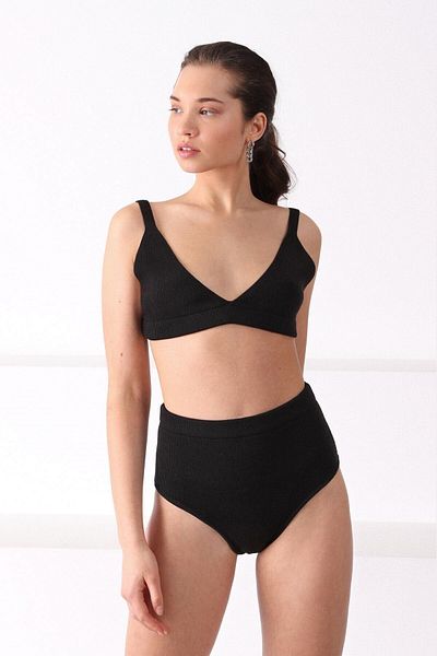 Ferraro Pantaloni scurți negri din tricotaje din bumbac pentru damă