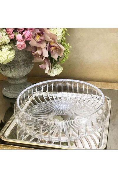 AYZ HOME Round Cut Crystal Presentation Holder 22cm