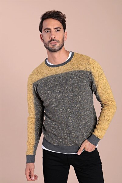 Ferraro Erkek Antrasit Bisiklet Yaka Pamuk İpek Kazak