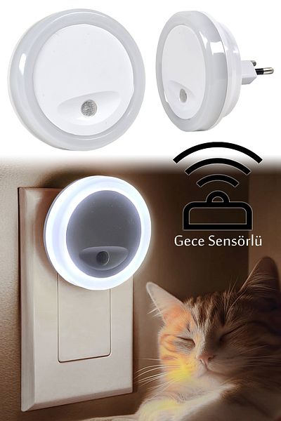 Binbirreyon White Led Night Lamp - Light Sensor, 66mm Jh024