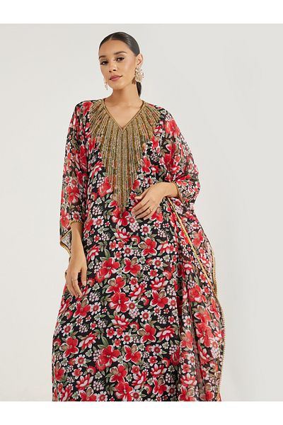 Maxim Creation By Styli Embroidery Detail V Neck Kaftan