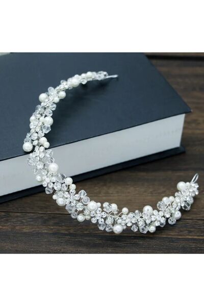 EFLAMEL DESING Accesoriu pentru păr Crystal Stone Pearl Nuntă, nuntă, logodnă, henna, accesoriu pentru păr coroană de mireasă