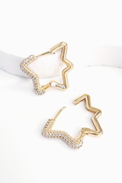 PSGT Anı Yaşa Büyük Yıldız Gömme Taşlı Huggie Küpe